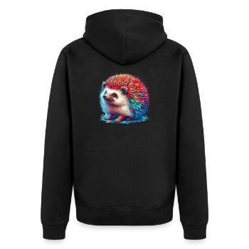 Igel - Unisex Premium Bio Zip Hoodie - Schwarz - Hinten - Nico (187cm)