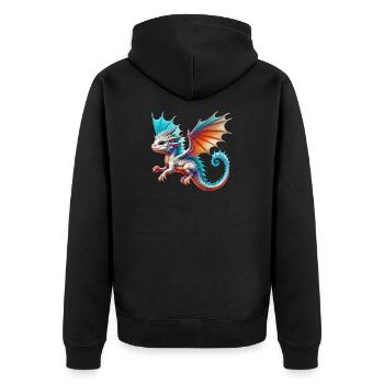 Drache - Unisex Premium Bio Zip Hoodie - Schwarz - Hinten - Nico (187cm)