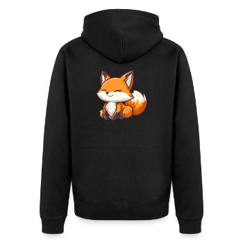 Renard mignon et heureux dans le style dessin animé - Veste à capuche bio Premium Unisexe - noir - Dos - Nico (187cm)