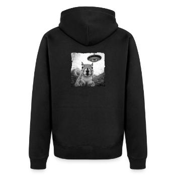 Alien Squirrel Encounter – Fun Sci-Fi - Unisex Premium Organic Zip Hoodie - black - Back - Nico (187cm)