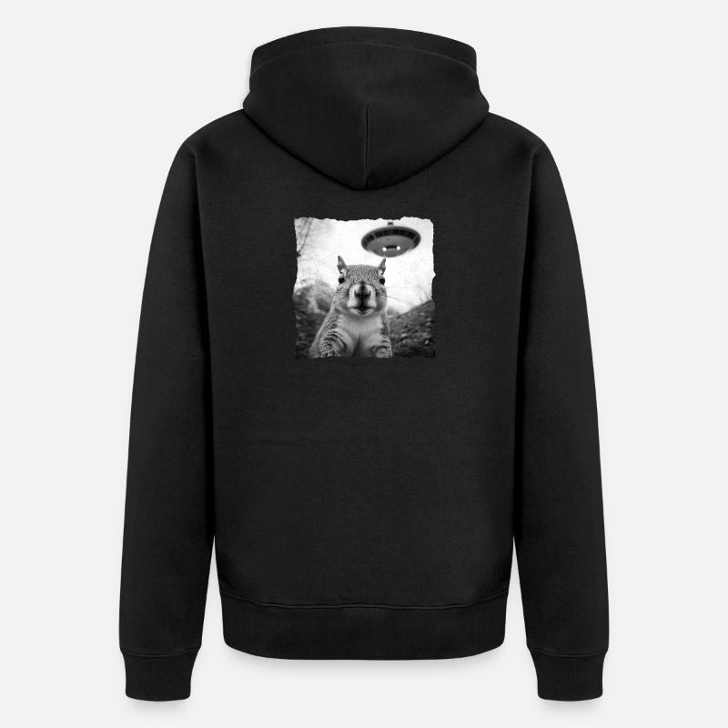 Alien Squirrel Encounter – Fun Sci-Fi - Unisex Premium Organic Zip Hoodie - black