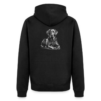 Labrador mignon dans la pose allongée - Veste à capuche bio Premium Unisexe - noir - Dos - Nico (187cm)