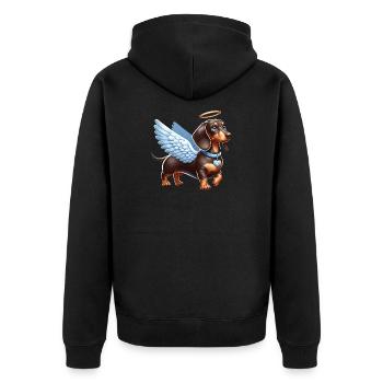 Süßer Dackel Engel mit Flügeln Cartoon Liebe - Unisex Premium Bio Zip Hoodie - Schwarz - Hinten - Nico (187cm)