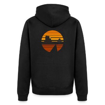 Desert Sunset Silhouette Design - Unisex Premium Organic Zip Hoodie - black - Back - Nico (187cm)
