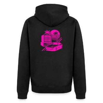 Miami Retro Pop Art - Unisex Premium Bio Zip Hoodie - Schwarz - Hinten - Nico (187cm)