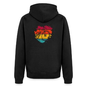 Retro Bike Wave Abstraktes Design - Unisex Premium Bio Zip Hoodie - Schwarz - Hinten - Nico (187cm)