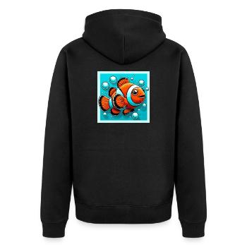 Clownfisch - Unisex Premium Bio Zip Hoodie - Schwarz - Hinten - Nico (187cm)