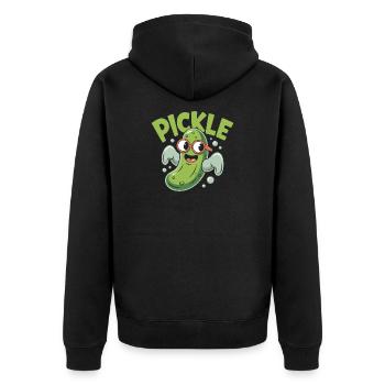Lustige Pickle Cartoon-Figur - Unisex Premium Bio Zip Hoodie - Schwarz - Hinten - Nico (187cm)