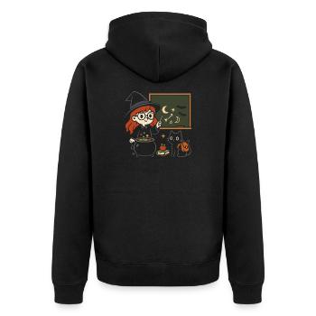 Cute Little Witch with Cat Back to School Motif - Unisex Premium Organic Zip Hoodie - black - Back - Nico (187cm)