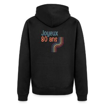 80 Year Anniversary Design Rainbow - Unisex Premium Organic Zip Hoodie - black - Back - Nico (187cm)