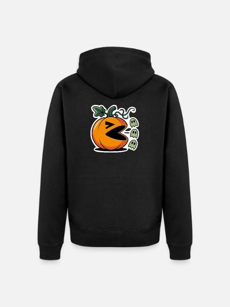 Halloween Pumpkin Gaming Design - Unisex Premium Organic Zip Hoodie - black