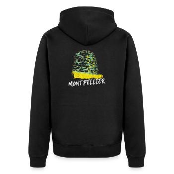 Montpellier Dynamische Farben in der Architektur - Unisex Premium Bio Zip Hoodie - Schwarz - Hinten - Nico (187cm)