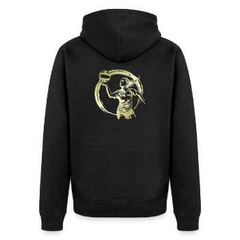 Volleyball Spielerin Silhouette - Unisex Premium Bio Zip Hoodie - Schwarz - Hinten - Nico (187cm)