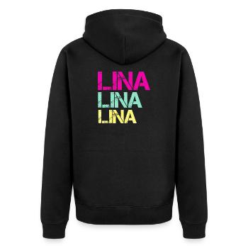 LINA Neon Triptych - Unisex Premium Organic Zip Hoodie - black - Back - Nico (187cm)