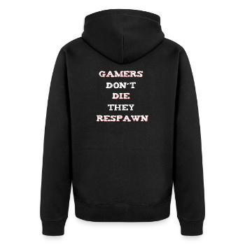 Gamer Saying Respawn - Unisex Premium Organic Zip Hoodie - black - Back - Nico (187cm)