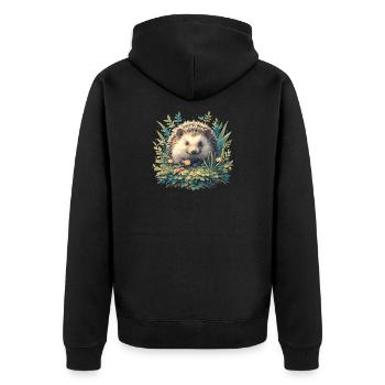 Igel - Unisex Premium Bio Zip Hoodie - Schwarz - Hinten - Nico (187cm)