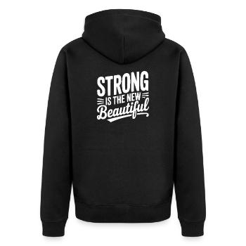 Strong is the New Beautiful - Unisex Premium Organic Zip Hoodie - black - Back - Nico (187cm)