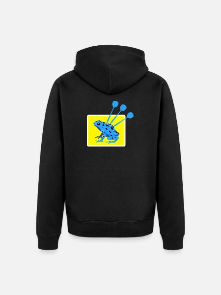Funny DARTS and DART FROG design - Unisex Premium Organic Zip Hoodie - black