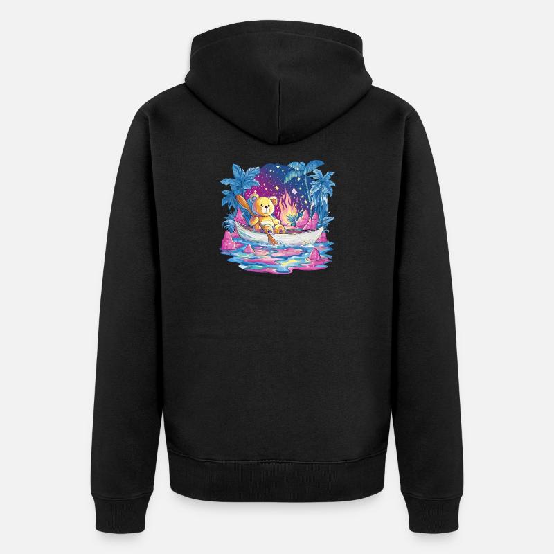 Teddy Boottraum Unter Sternenhimmel - Unisex Premium Bio Zip Hoodie - Schwarz