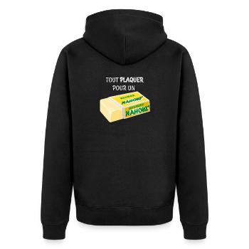 Nahout Butter - Unisex Premium Organic Zip Hoodie - black - Back - Nico (187cm)
