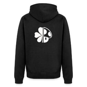 Symbole porte-bonheur : moitié trèfle, moitié champignon – - Veste à capuche bio Premium Unisexe - noir - Dos - Nico (187cm)