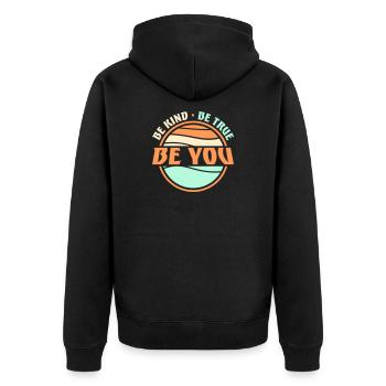 Sois gentil, sois sincère, sois toi-même, un amour de soi inspirant - Veste à capuche bio Premium Unisexe - noir - Dos - Nico (187cm)