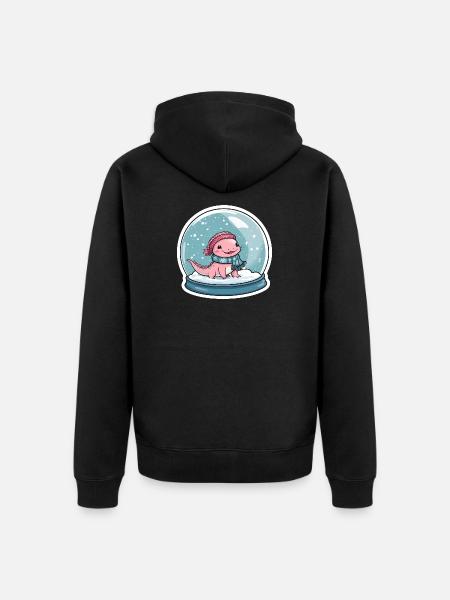 Axolotl in the snow globe - Unisex Premium Organic Zip Hoodie - black