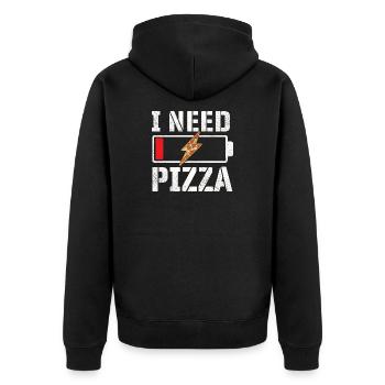 I Need Pizza Funny Food Quote Pizza Lover - Unisex Premium Organic Zip Hoodie - black - Back - Nico (187cm)