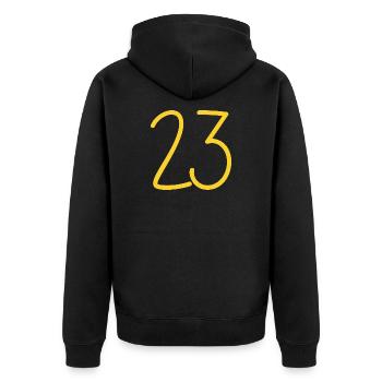 23 - Unisex Premium Organic Zip Hoodie - black - Back - Nico (187cm)