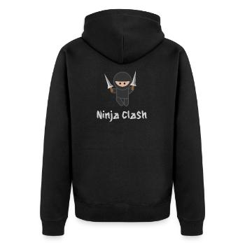 Ninja Fight Sport MMA - Unisex Premium Bio Zip Hoodie - Schwarz - Hinten - Nico (187cm)