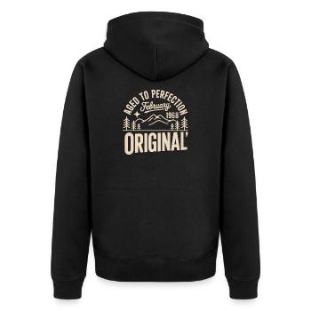 Februar 1968 – Legende der Gipfel und Berge - Unisex Premium Bio Zip Hoodie - Schwarz - Hinten - Nico (187cm)