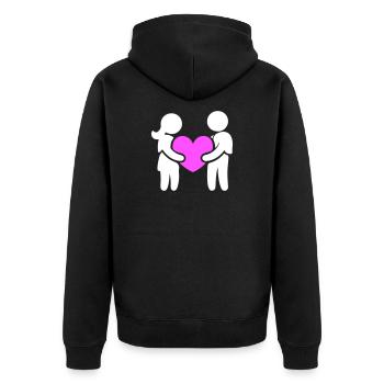 Paar Verliebt Herz - Unisex Premium Bio Zip Hoodie - Schwarz - Hinten - Nico (187cm)