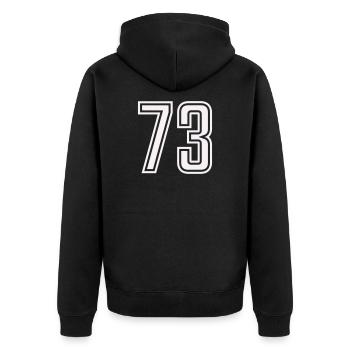 73 - Unisex Premium Bio Zip Hoodie - Schwarz - Hinten - Nico (187cm)