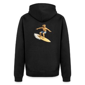 Surfer on wave in summer - Unisex Premium Organic Zip Hoodie - black - Back - Nico (187cm)