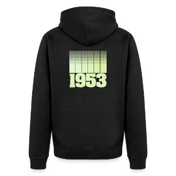 1953 - Unisex Premium Bio Zip Hoodie - Schwarz - Hinten - Nico (187cm)