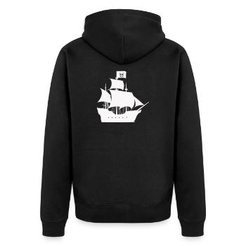 Piratenschiff Silhouette - Unisex Premium Bio Zip Hoodie - Schwarz - Hinten - Nico (187cm)