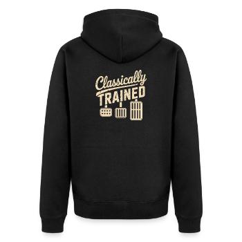 Classically Trained Auto Schaltgetriebe - Unisex Premium Bio Zip Hoodie - Schwarz - Hinten - Nico (187cm)