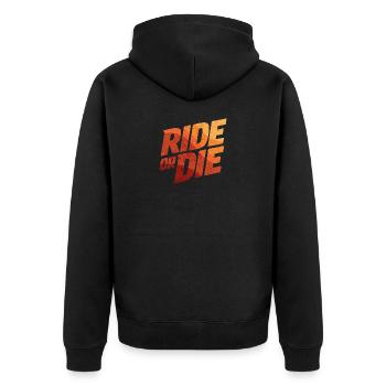 Ride or Die Gradient - Unisex Premium Organic Zip Hoodie - black - Back - Nico (187cm)