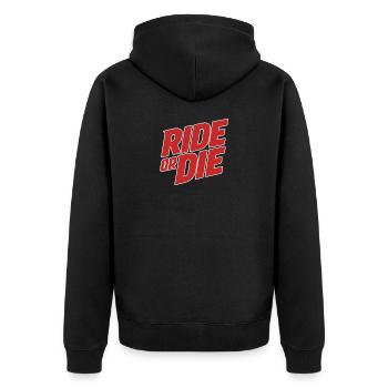 Ride or Die Lettering - Unisex Premium Organic Zip Hoodie - black - Back - Nico (187cm)