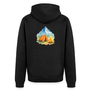 Montagne du Feu de camp Watercolor - Veste à capuche bio Premium Unisexe - noir - Dos - Nico (187cm)