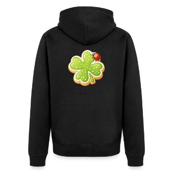 Shamrock Biscuit with Ladybug - Unisex Premium Organic Zip Hoodie - black - Back - Nico (187cm)