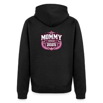 Mama seit 2025 – Stolze neue Mama Design - Unisex Premium Bio Zip Hoodie - Schwarz - Hinten - Nico (187cm)