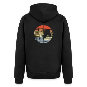 I like nothing but horses - Unisex Premium Organic Zip Hoodie - black - Back - Nico (187cm)