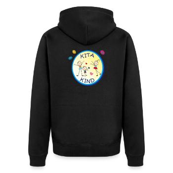 Kita Kind - Unisex Premium Organic Zip Hoodie - black - Back - Nico (187cm)