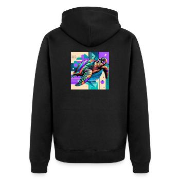 turtle - Unisex Premium Organic Zip Hoodie - black - Back - Nico (187cm)