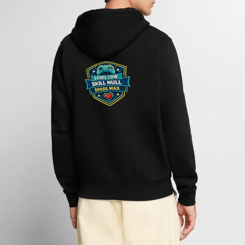 Level Low Skill Null Spass Max Unisex Premium Bio Zip Hoodie