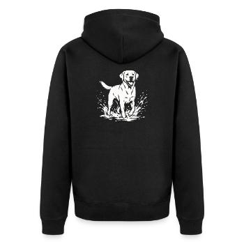 Labrador Water Splash Dog Lover Shirt - Unisex Premium Organic Zip Hoodie - black - Back - Nico (187cm)