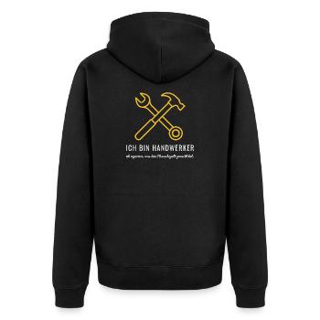 Handwerker ich repariere was dein Mann kaputt gema - Unisex Premium Bio Zip Hoodie - Schwarz - Hinten - Nico (187cm)