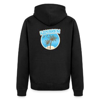 Kanaren Palmenstrand Logo - Unisex Premium Bio Zip Hoodie - Schwarz - Hinten - Nico (187cm)