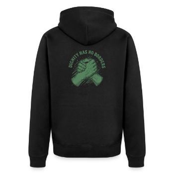 Human Rights Retro Dignity Has No Border Statement - Unisex Premium Organic Zip Hoodie - black - Back - Nico (187cm)